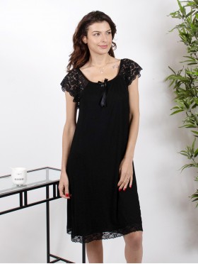 Lacy Cap Sleeved Cotton Feel Night Dress